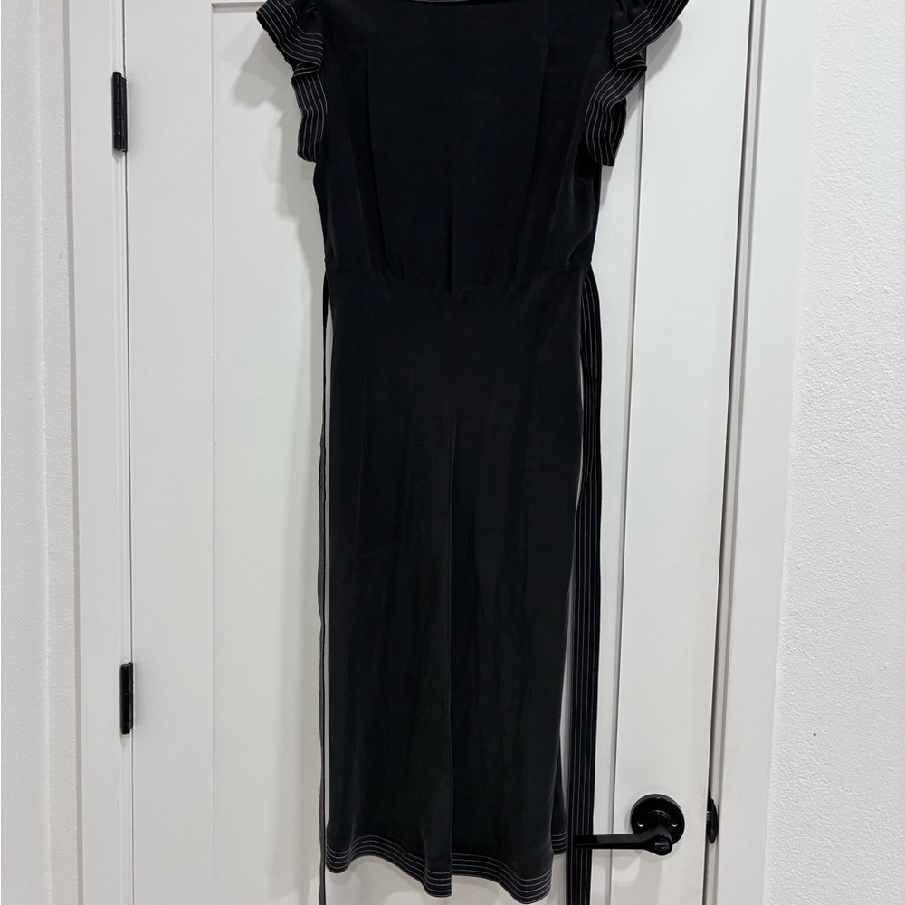 Moschino Black Midi Dress with Ruffle Sleeve Trim